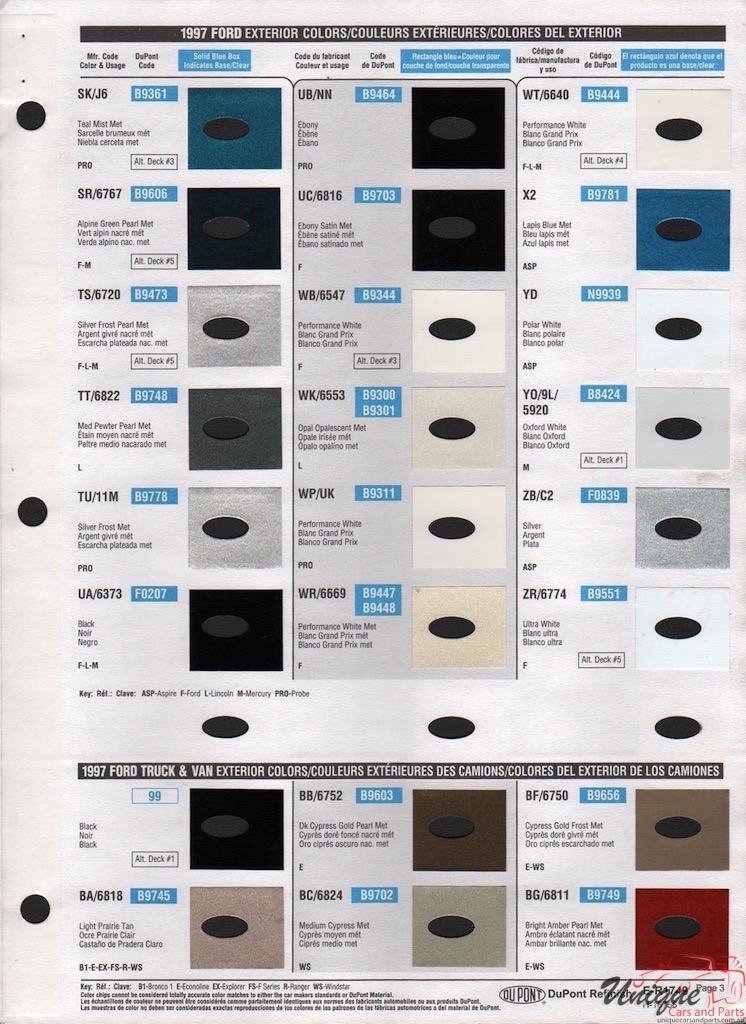 1997 Ford Paint Charts DuPont 3
